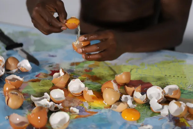 An egg, the white is gone but the yellow remains by Mohamed Thara