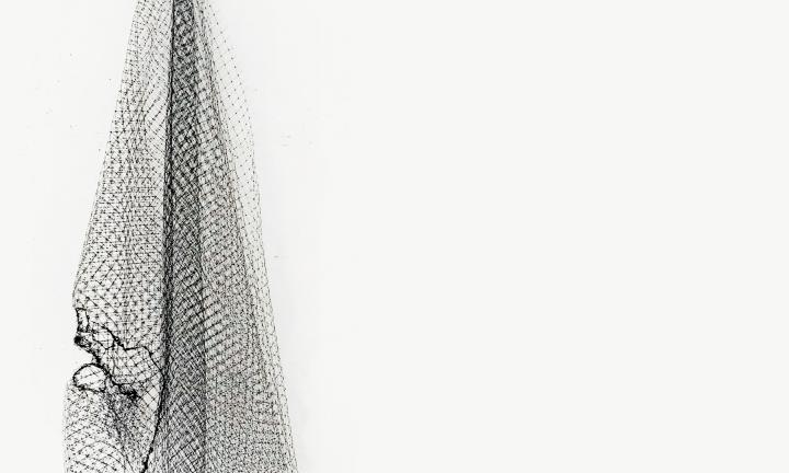 netted fabric with gash