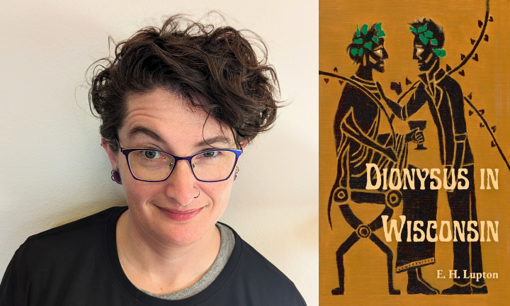 E.H. Lupton next to the cover of dionysus in wisconsin