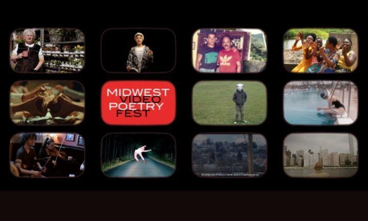 11 stills from video poems and Midwest Video Poetry Fest logo