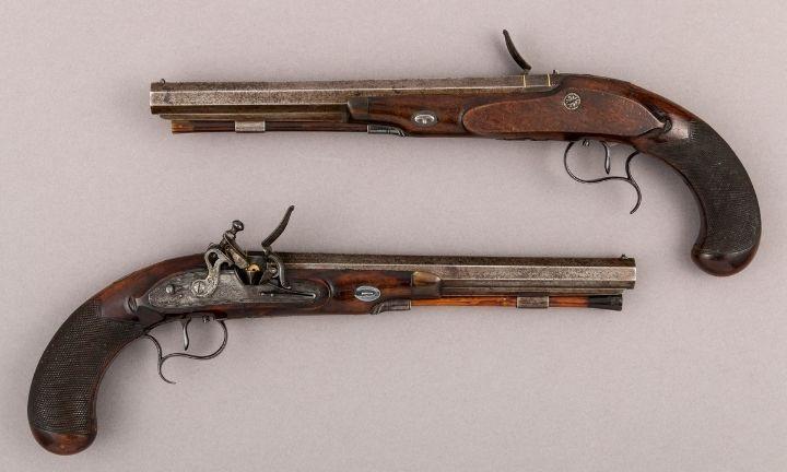 pair of Flemish dueling pistols