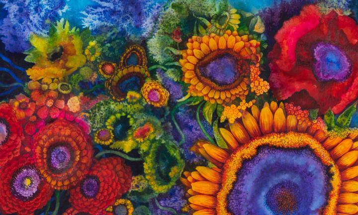Watercolor painting of floral and oceanic themes - Silent Spring: Tidepools in Peril Series