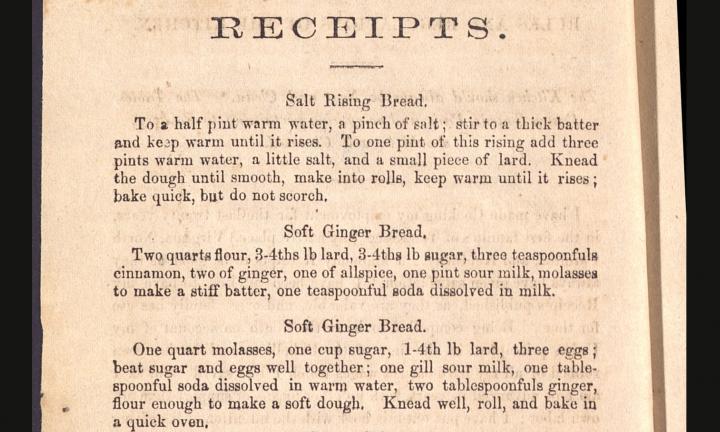 Page of Receipts from Domestic Cook Book by Malinda Russell