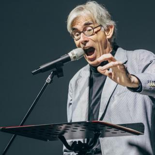 Publicity photo of Dutch vocal artist Jaap Blonk