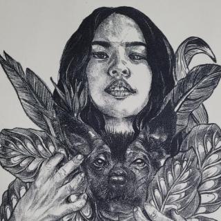 Mariel López black and white print